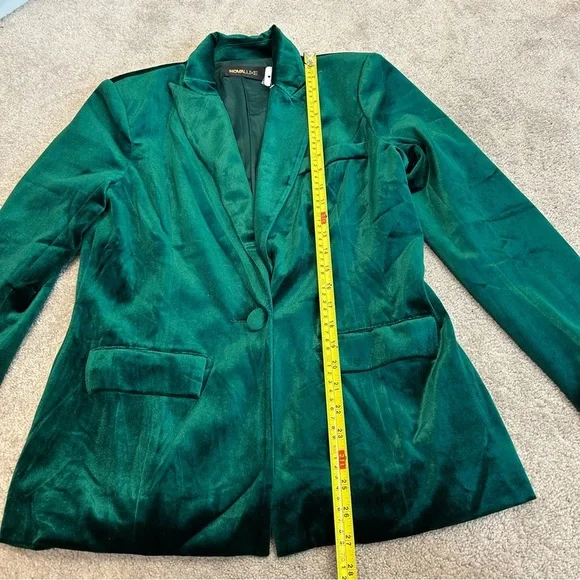 Fashion Nova Vienna hunter green velvet single breasted blazer pant suit set M - Picture 4 of 13